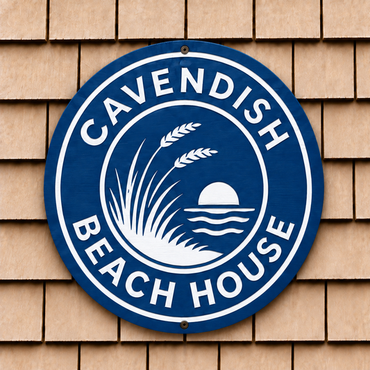 Personalized Cottage Sign with Dunes & Sunset | Carved Wood Cottage Sign | Hand-Painted Coastal Decor